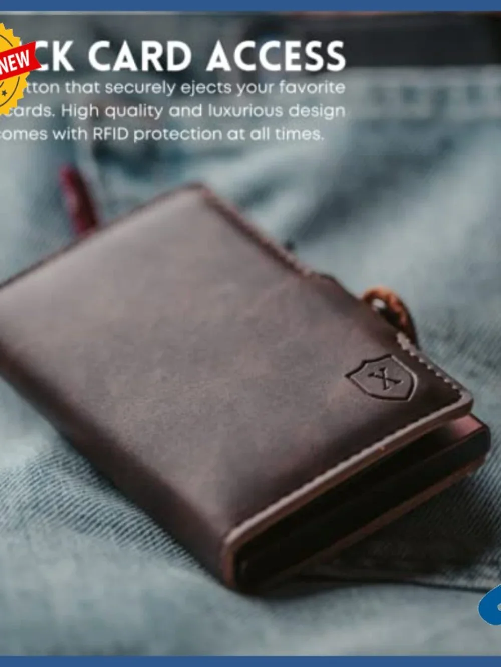 Slim Trifold RFID Wallet with Money Clip and Card Ejection Button